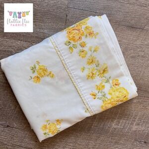 Vintage yellow floral twin flat sheet with‎ border print and trim JCPenney